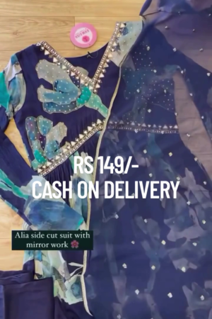 ✨ Alia Side Cut Suit with Mirror Work – Glamour Meets Grace ✨