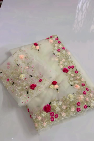 Designer Organza Saree – Light, Luxe & Effortlessly Glamorous (Ready to Ship)