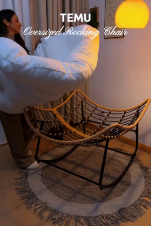 Comfort Relax Rocking Chair – Indoor/Outdoor Metal Frame Rocker with Thick Cushions for Balcony, Patio, or Living Room
