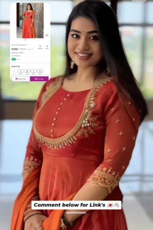 Radiant Elegance: Orange Soft Silk Anarkali Suit With Thread & Sequence Work