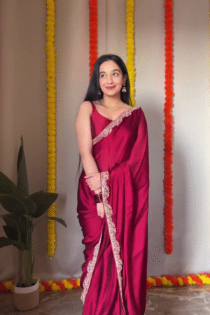 Women’s Ready-to-Wear Satin Silk Pre-Pleated Saree