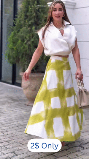 🎨 Women's Brushstroke Print Cotton & Linen Skirt