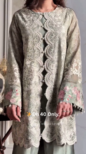 🌸 Elegant Pastel Green Embroidered 3-Piece Eid Outfit – Dh 40 Only! 🌸