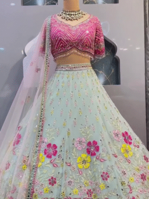 Georgette Lehenga Choli With Net Dupatta Elegant Festive Wear With Flowing Flair & Modern Ethnic Charm