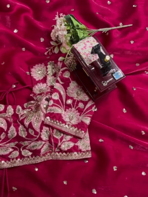 ✨ Organza Embroidered Sequin Work Saree With Heavy Designer Blouse