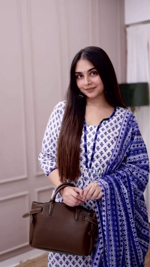 Elegant Blue Cotton Suit – Embrace Comfort & Style