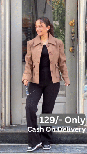 Metro Ease: Brown Jacket & Monochrome Base Ensemble