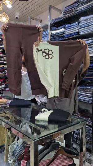 🍂 Cozy Chic Floral Co-Ord Set – Brown & Black Elegance 🌸✨